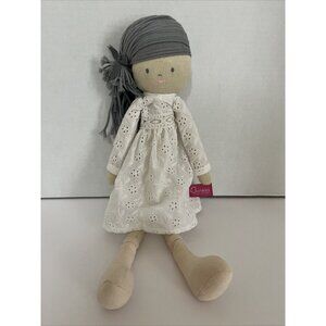 Bonikka Megan 20" Rag Doll Gray Grey Hair White Eyelet Dress